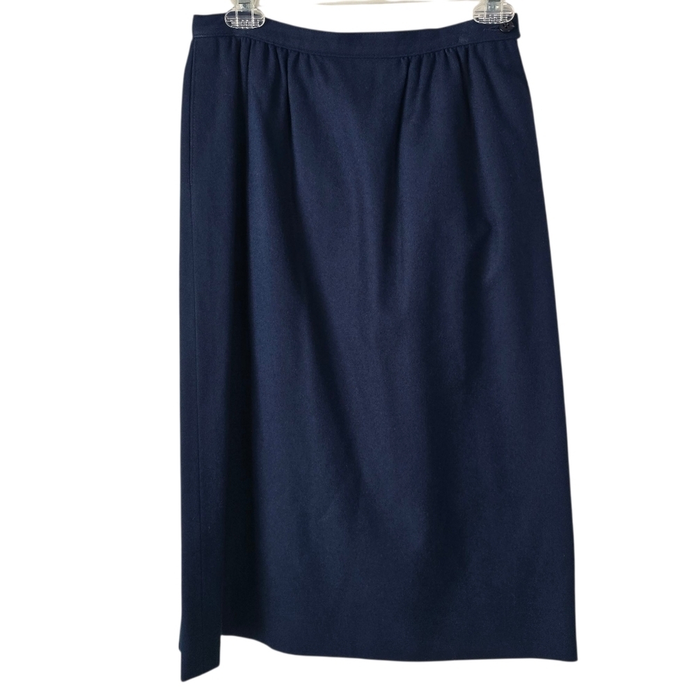 Pendleton Vintage Blue Wool Midi Pencil Skirt Size 10 Pockets Careerwear